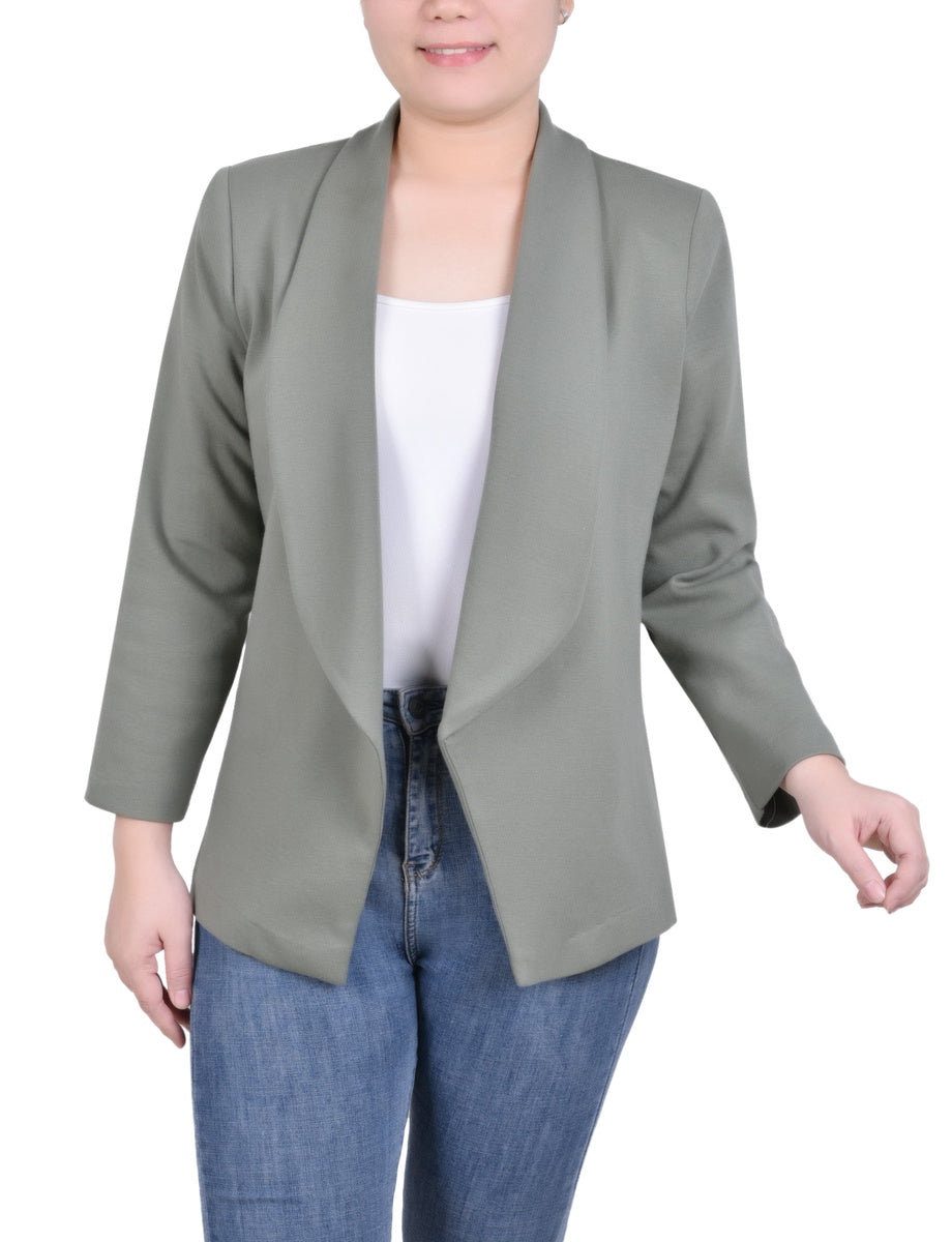  NY Collection Long Sleeve Ponte Jacket - Plum Caspia - Bonton