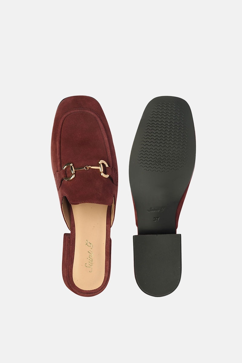  Saint G Savannah Suede - Heeled Mule - Burgundy - Bonton