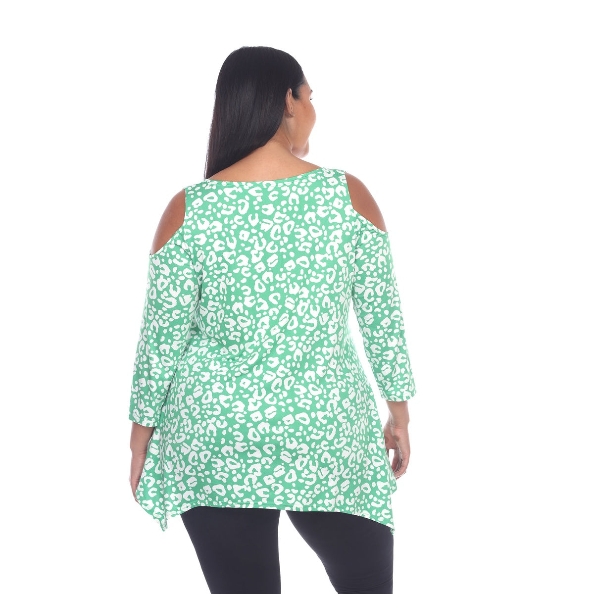  White Mark Plus Size Leopard Cold Shoulder Tunic - 1X - Bonton