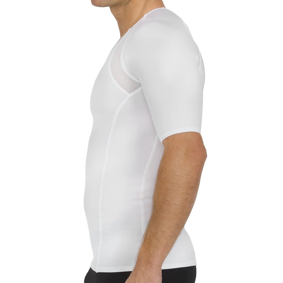  InstantFigure Insta Slim Compression Side & Back Power Mesh Panel V_Neck Shirt VS2307 - White - Bonton