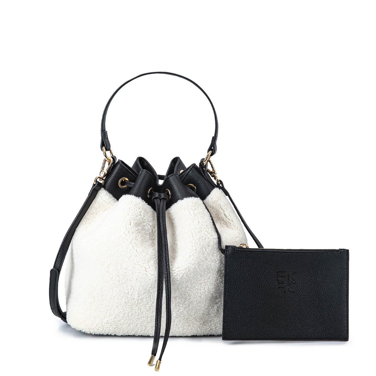  MKF Collection Saryn Faux Fur Bucket Bag and Set - Black - Bonton