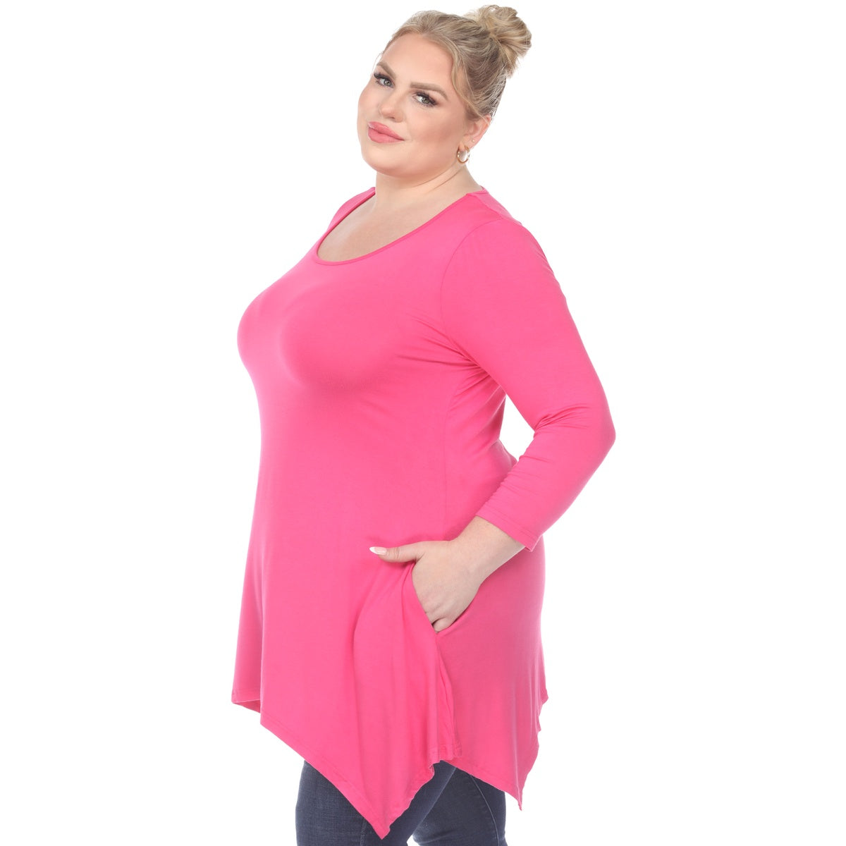  White Mark Plus Size Makayla Tunic Top - 1X - Bonton