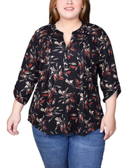 Plus Size 3/4 Roll Sleeve Top