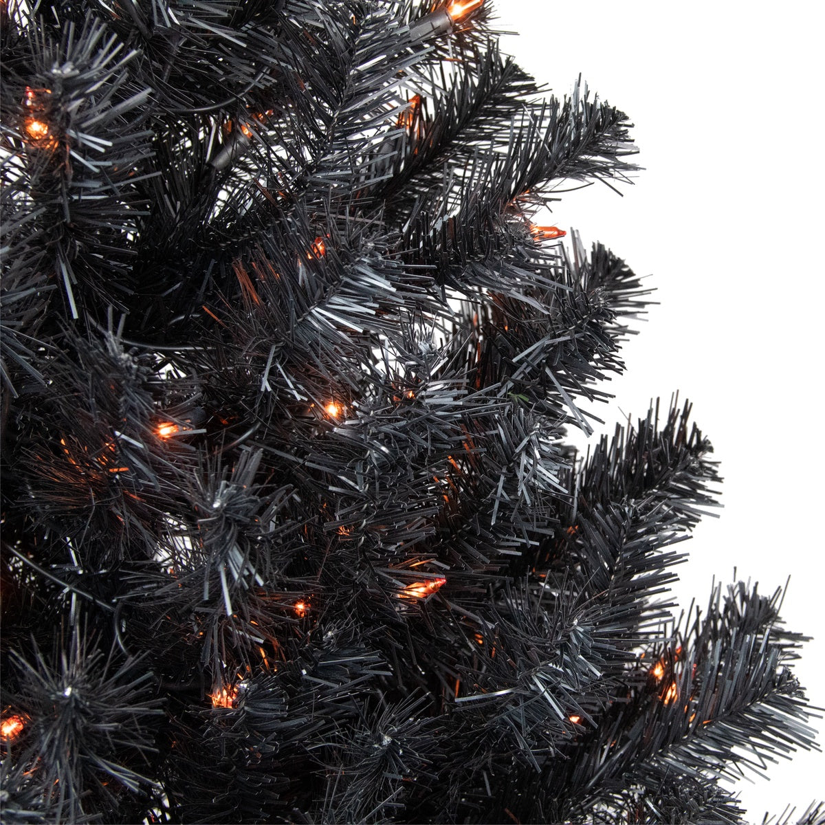  Northlight Pre-Lit Black Noble Spruce Artificial Halloween Tree - 4' - Orange Lights - 4' - Bonton