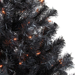 Pre-Lit Black Noble Spruce Artificial Halloween Tree - 4' - Orange Lights