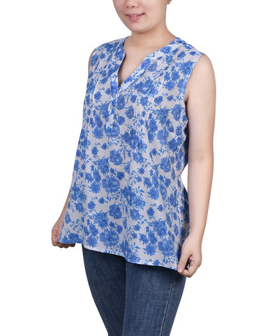 Sleeveless Pintucked Blouse