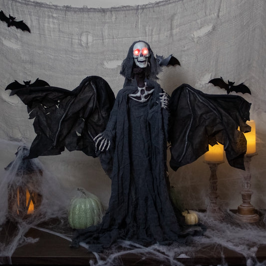 50" LED Lighted and Animated Winged Grim Reaper Halloween Decoration