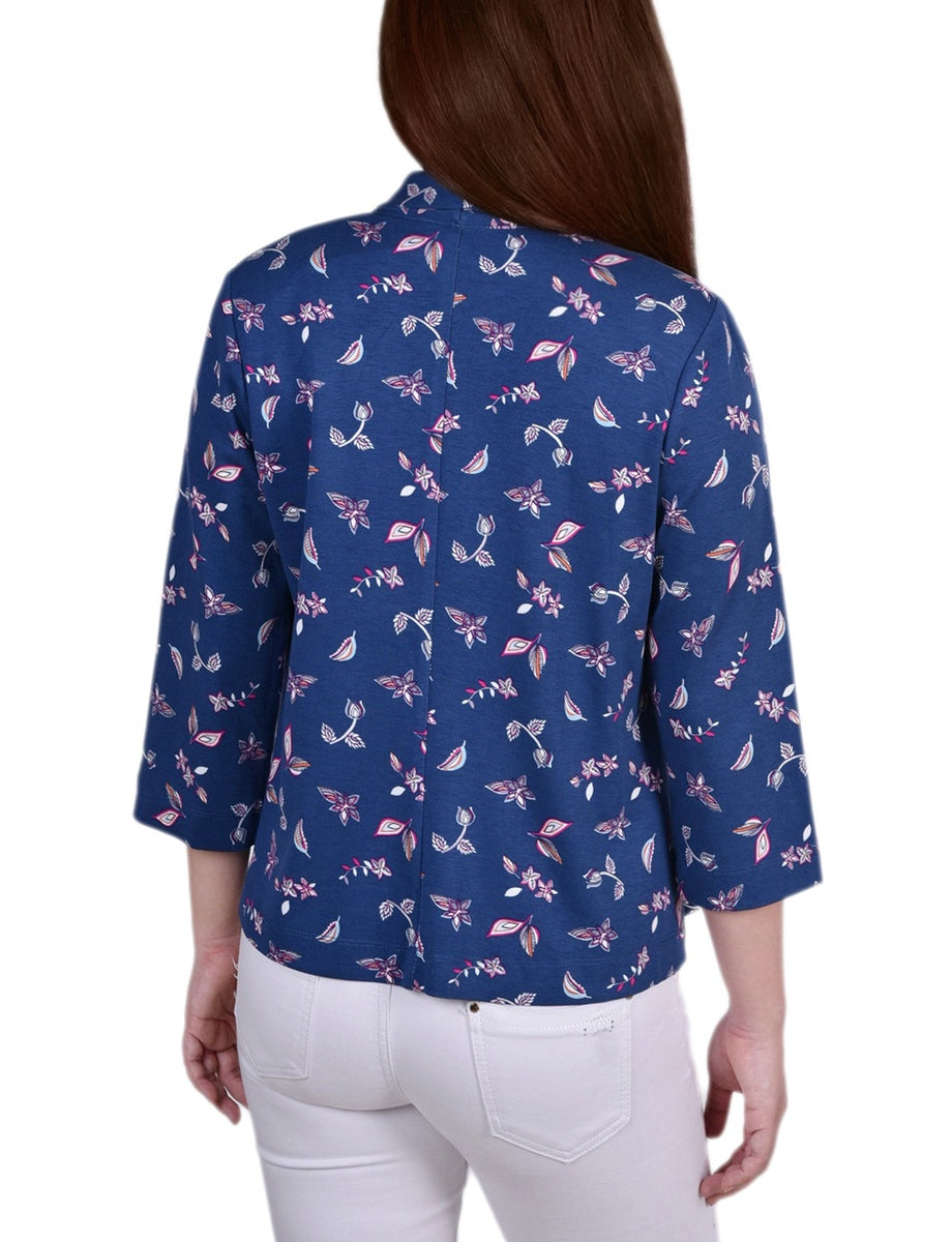  NY Collection Long Sleeve Ponte Jacket - Plum Caspia - Bonton
