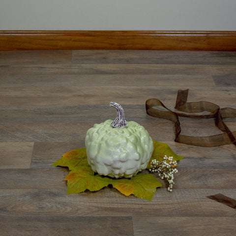Textured Pumpkin Fall Harvest Decoration - 5.5" - Green