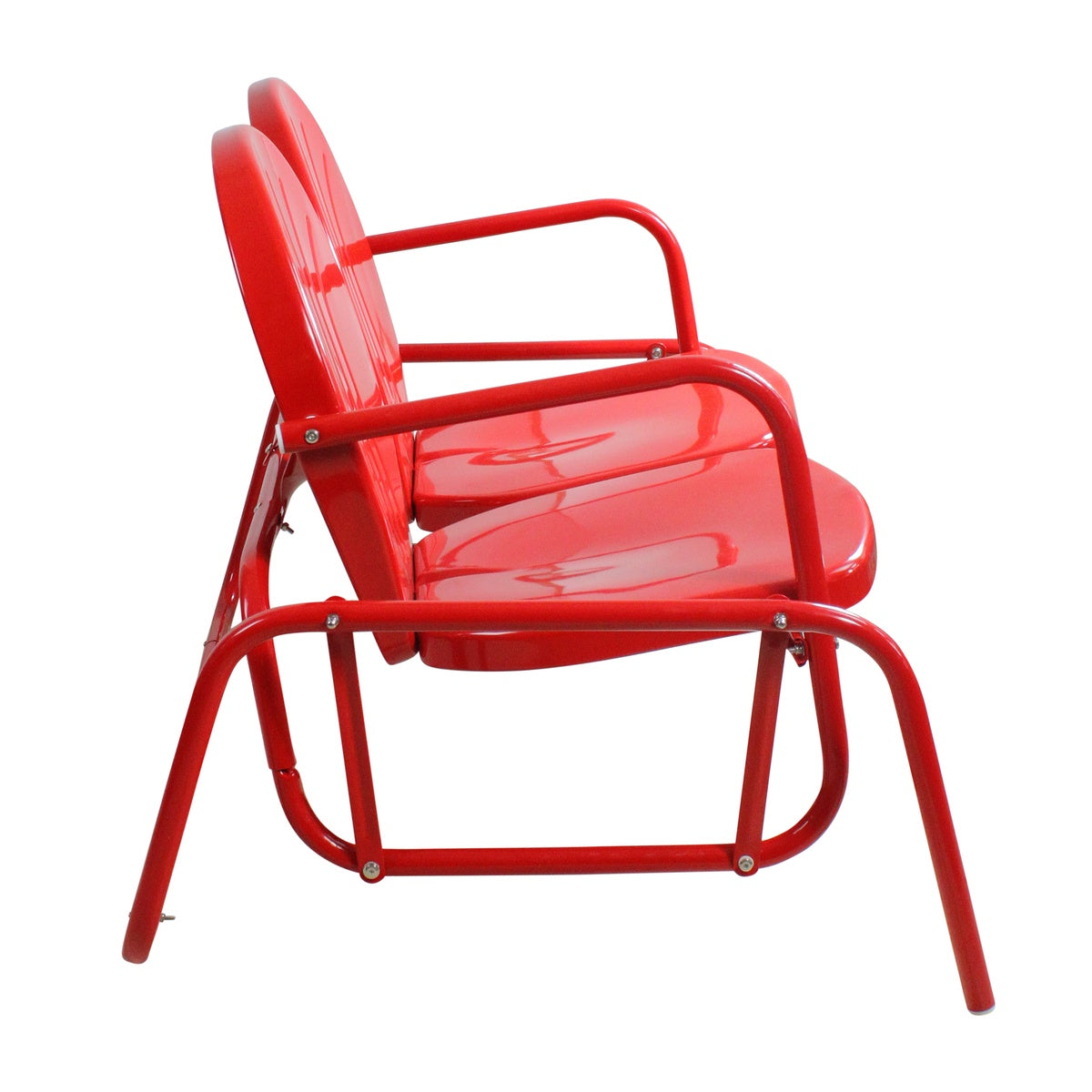  Northlight 2-Person Outdoor Retro Metal Tulip Double Glider Patio Chair  Red - Red - Bonton