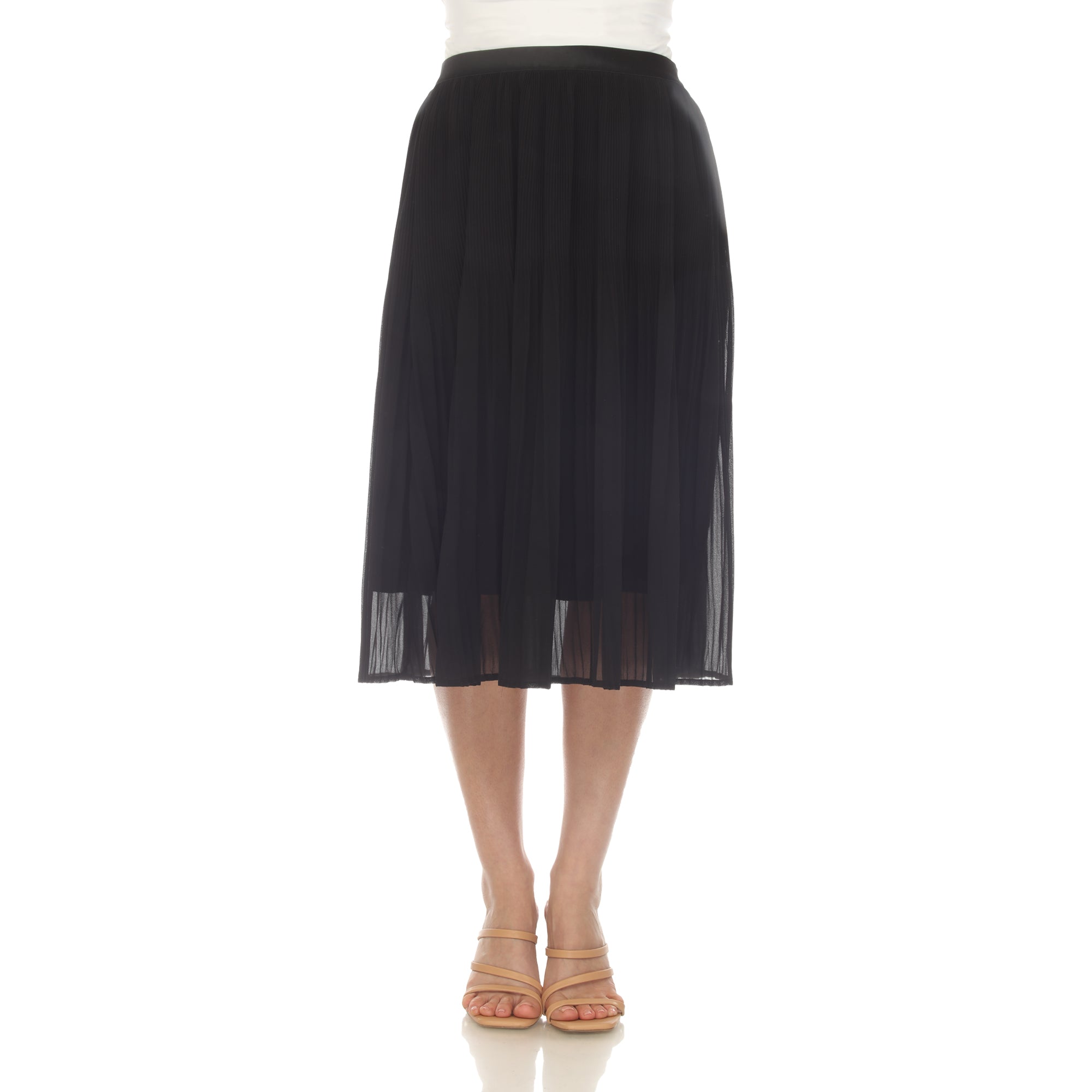  White Mark Women's Chiffon Pleated Midi Skirt - XL - Bonton