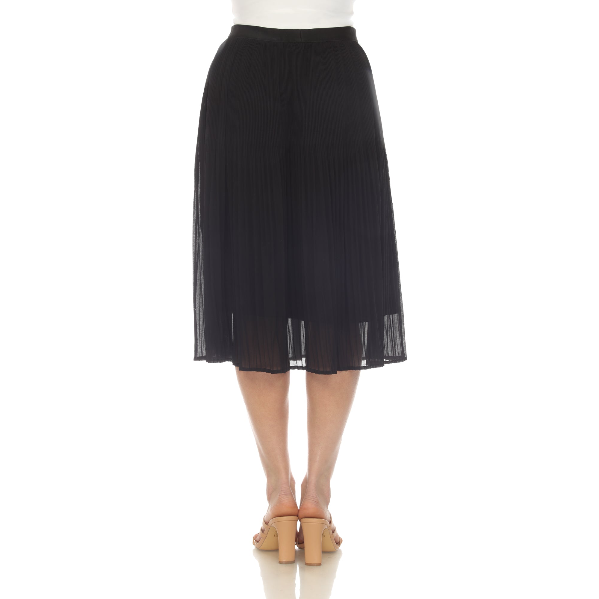  White Mark Women's Chiffon Pleated Midi Skirt - XL - Bonton