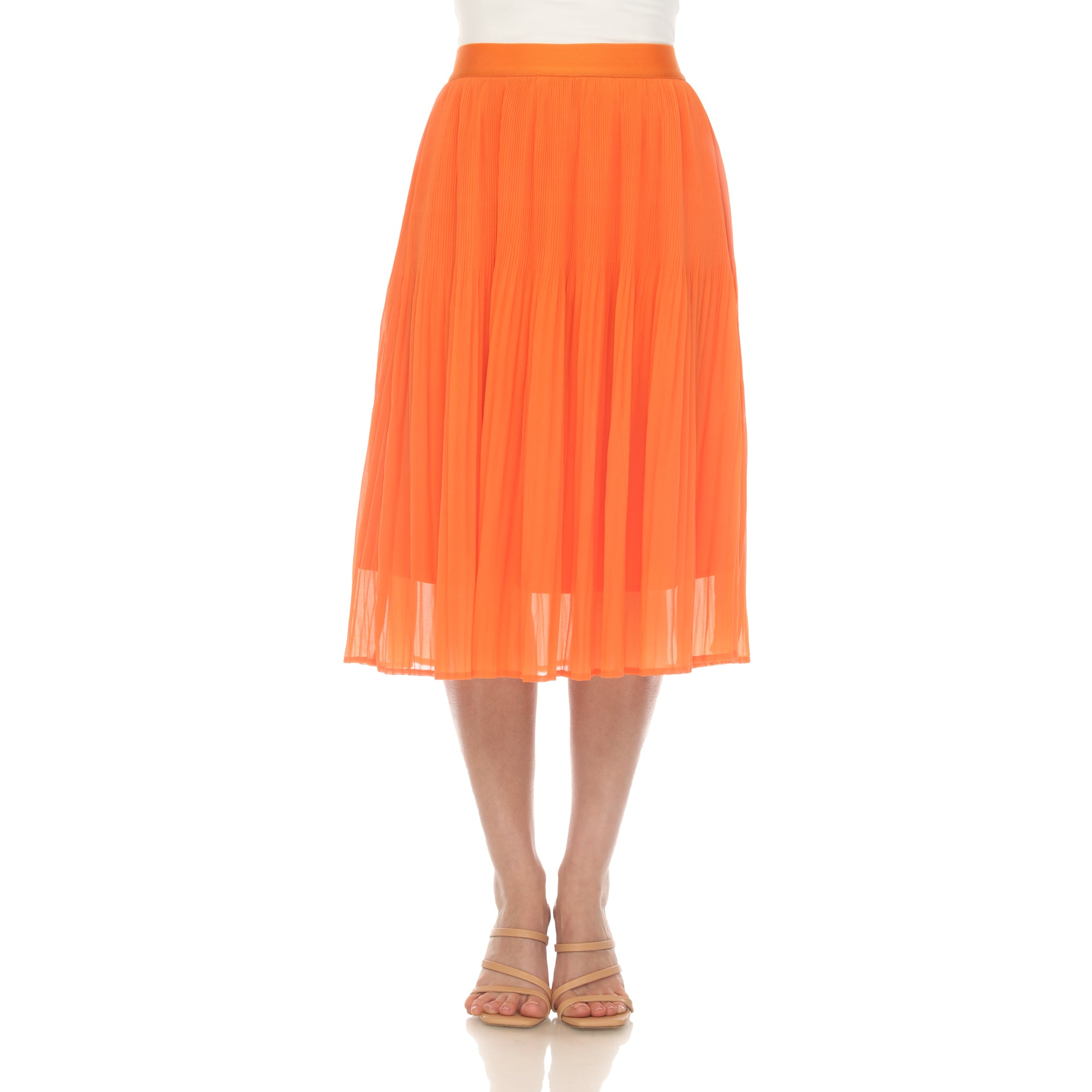  White Mark Women's Chiffon Pleated Midi Skirt - XL - Bonton