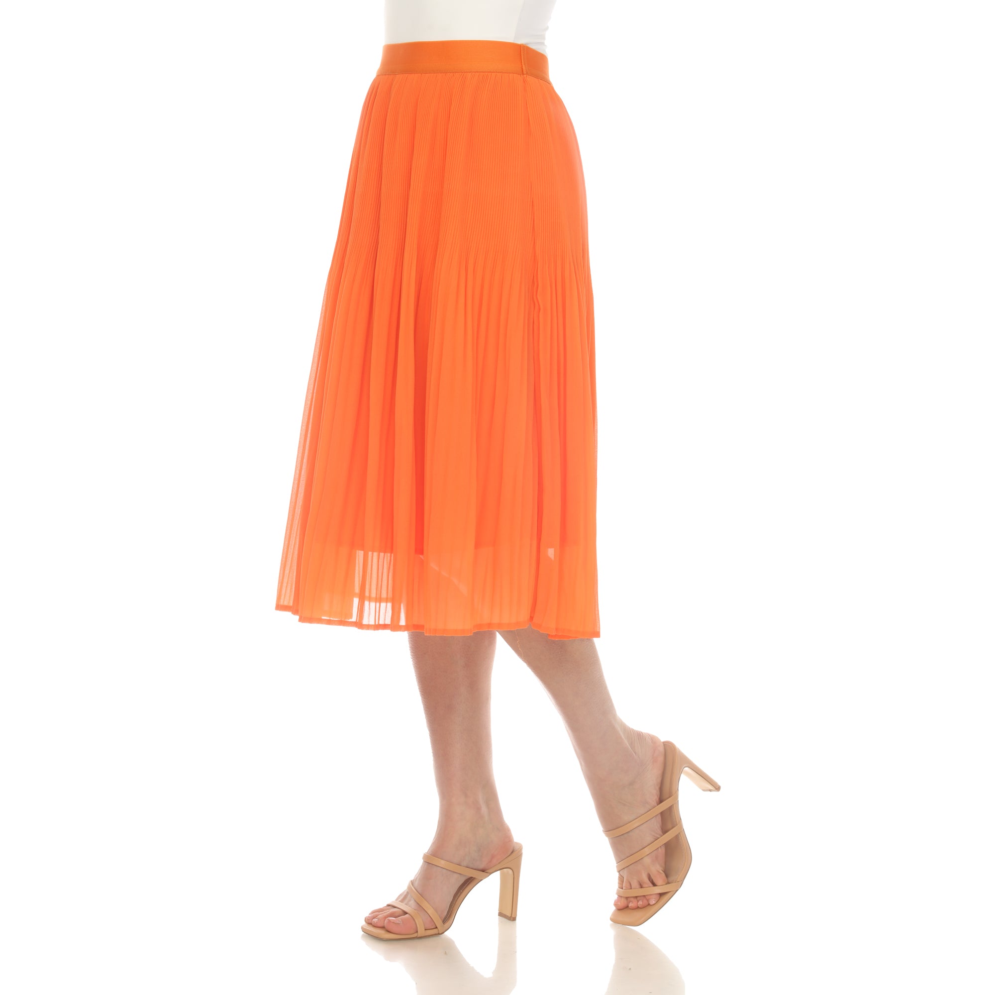  White Mark Women's Chiffon Pleated Midi Skirt - XL - Bonton