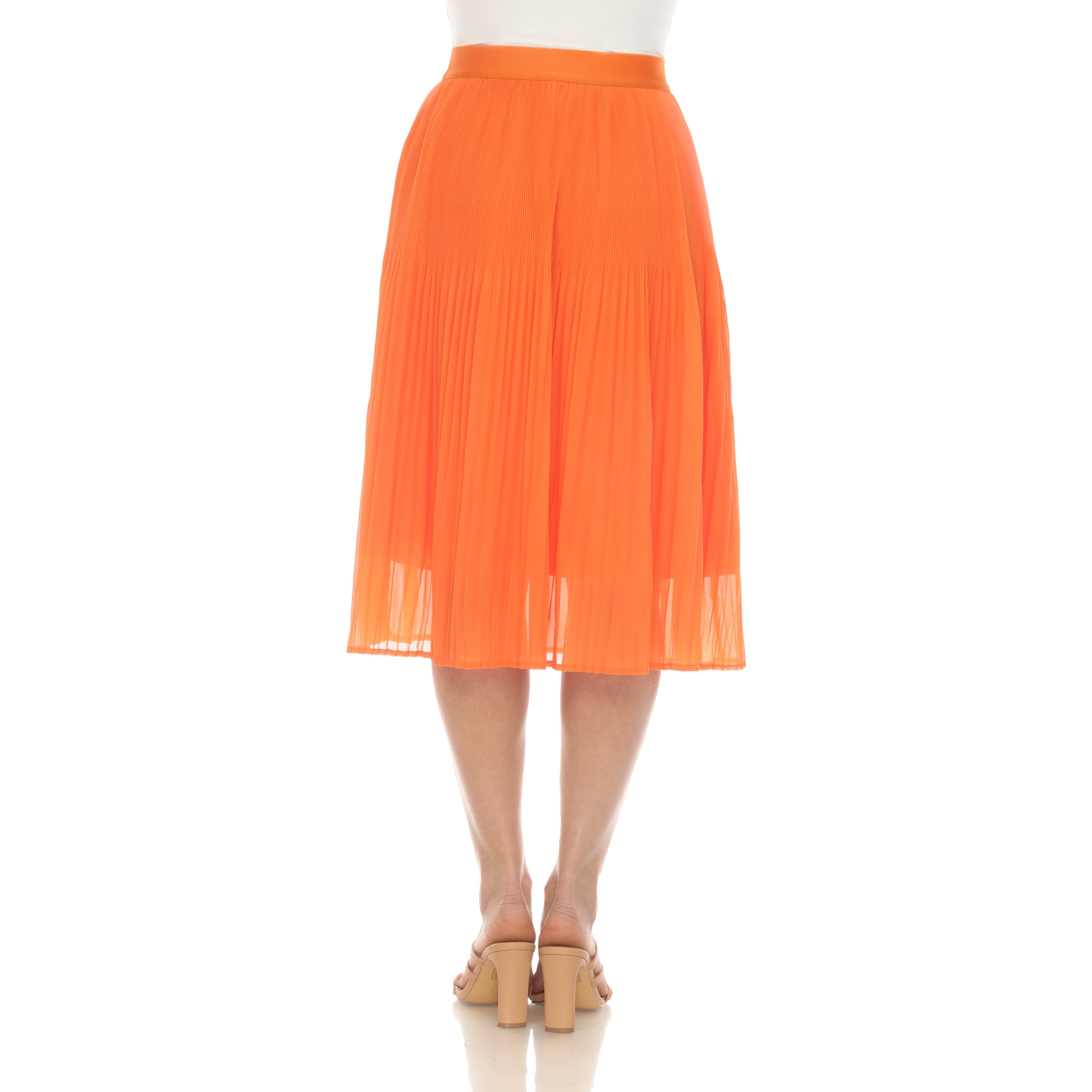  White Mark Women's Chiffon Pleated Midi Skirt - XL - Bonton