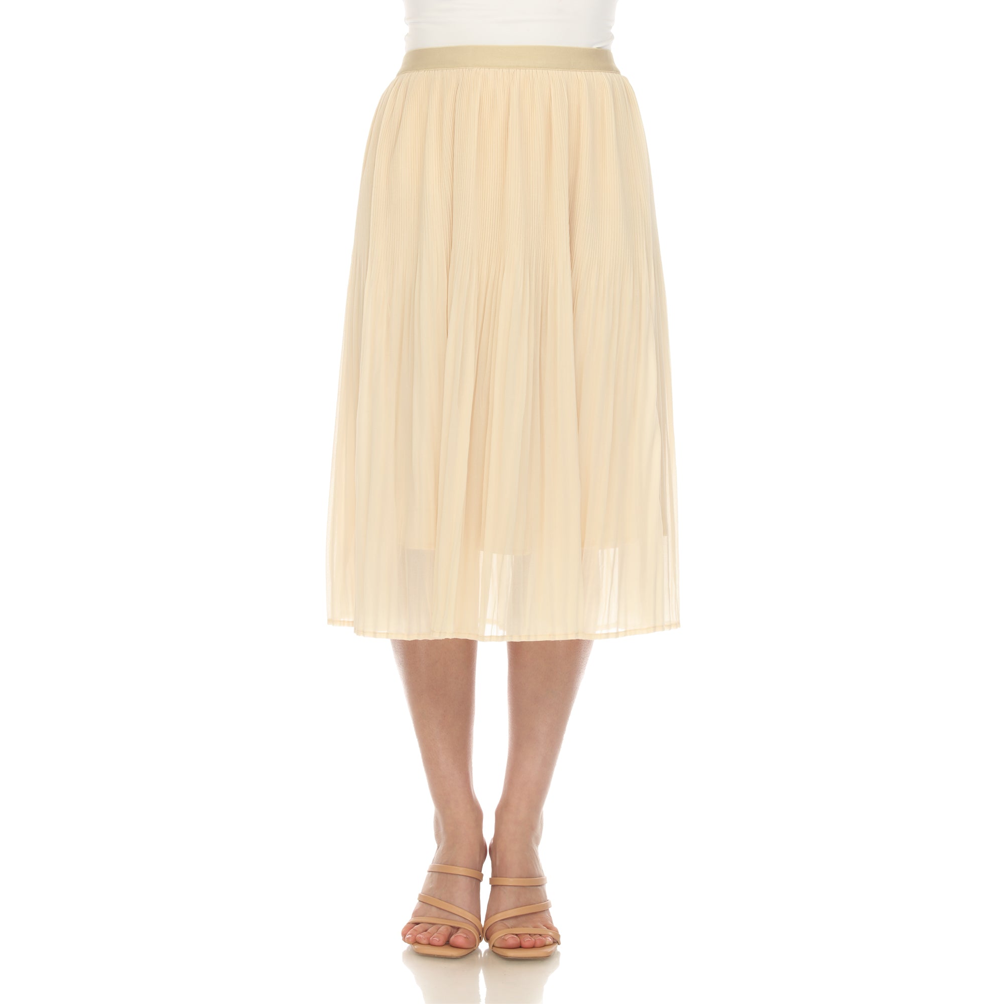  White Mark Women's Chiffon Pleated Midi Skirt - XL - Bonton