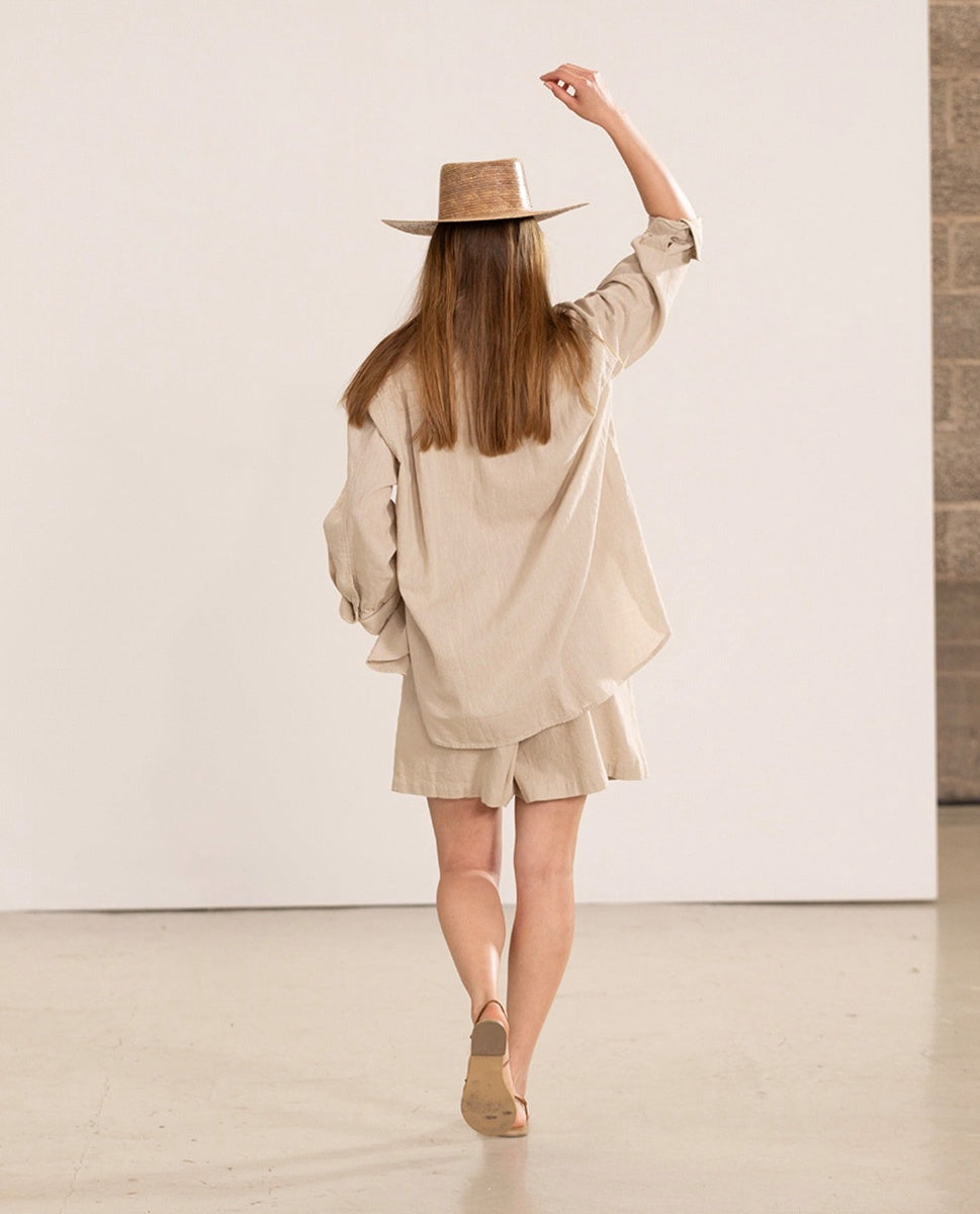  Gottex Beach Life Long Sleeve Button Down Cover Up Blouse - GOTTEX BEACH LIFE NATURAL - Bonton