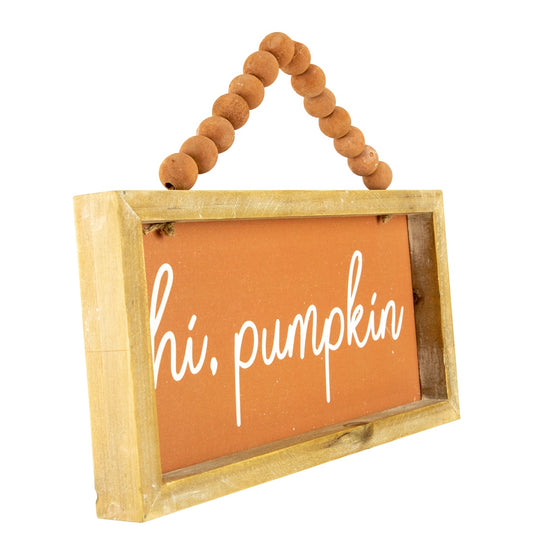 12" Orange Hi Pumpkin Autumn Harvest Wall Sign