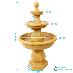 40"H Electric Fiberglass and Resin 3-Tier Tropical Style Water Fountain