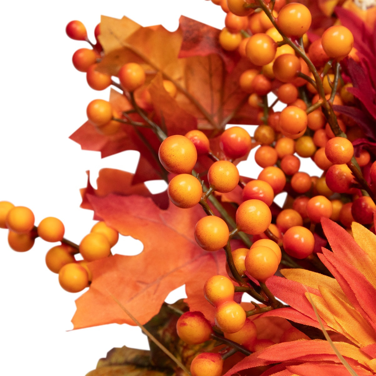  Northlight Leaves and Flowers Fall Harvest Wreath - 24-Inch  Unlit - Default Title - Bonton