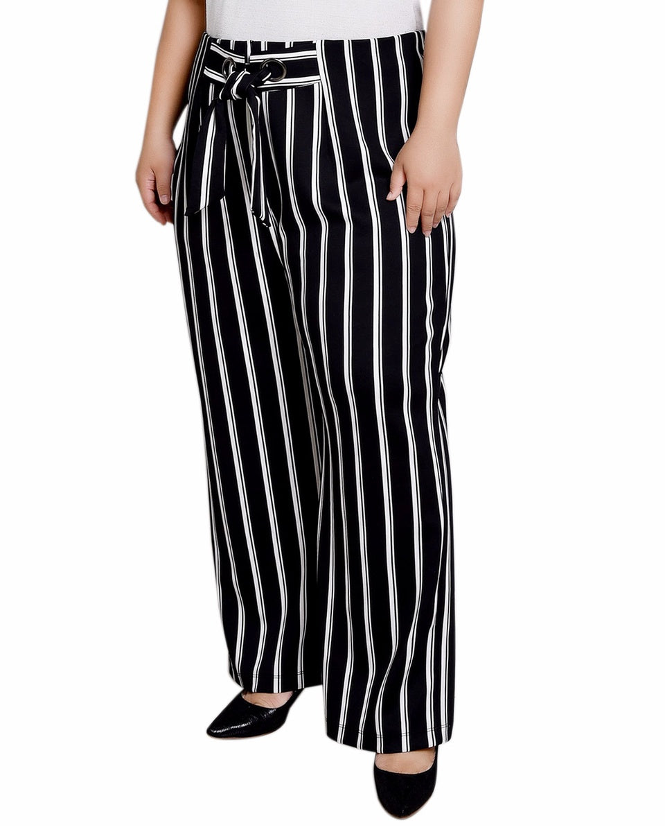  NY Collection Plus Size Wide Leg Grommet Pants - Black - Bonton