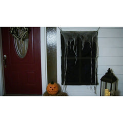 41" Lighted Ghostly Window With Tattered Curtain Halloween Decor