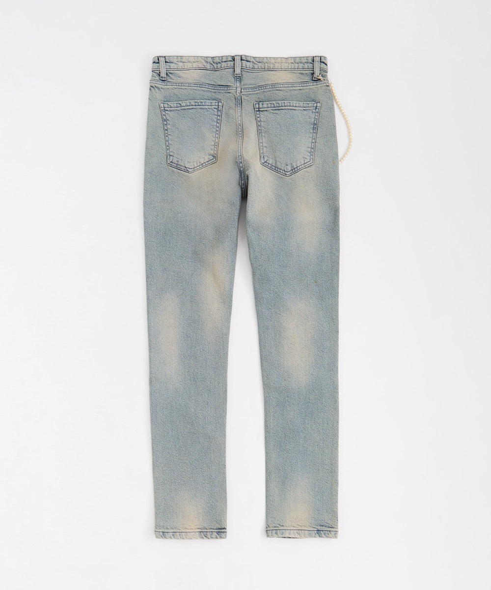  Reason Clothing Pearls Chain Denim Jeans - Dark Blue - DARK BLUE - Bonton