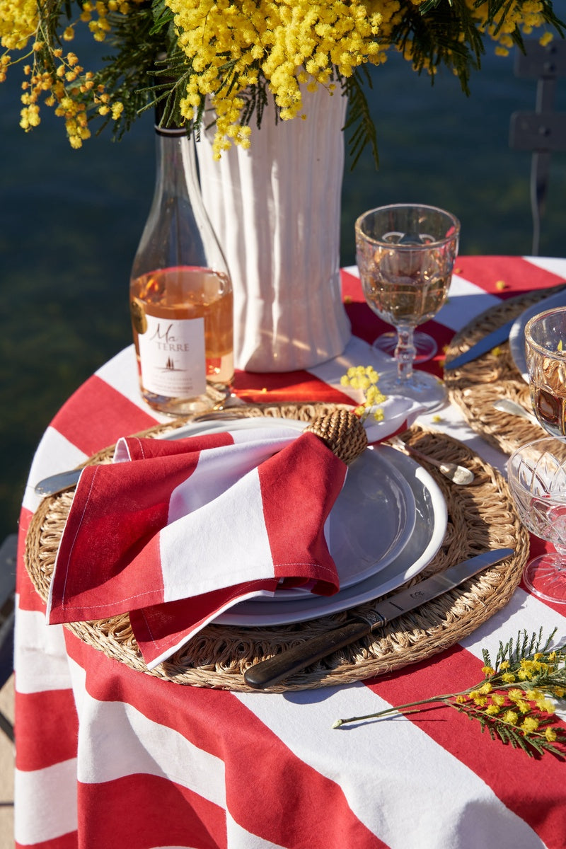  Caravan St. Tropez Red Stripe Napkins, Set of 6 - Blue - Bonton