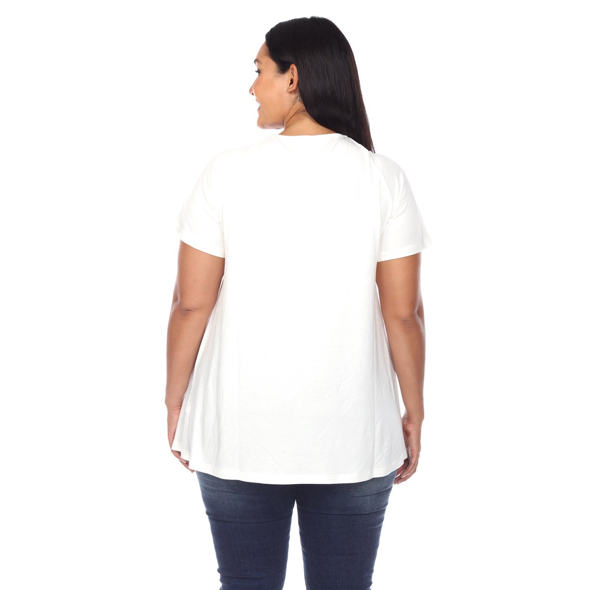  White Mark Plus Size Crisscross Cutout Short Sleeve Top - 1X - Bonton