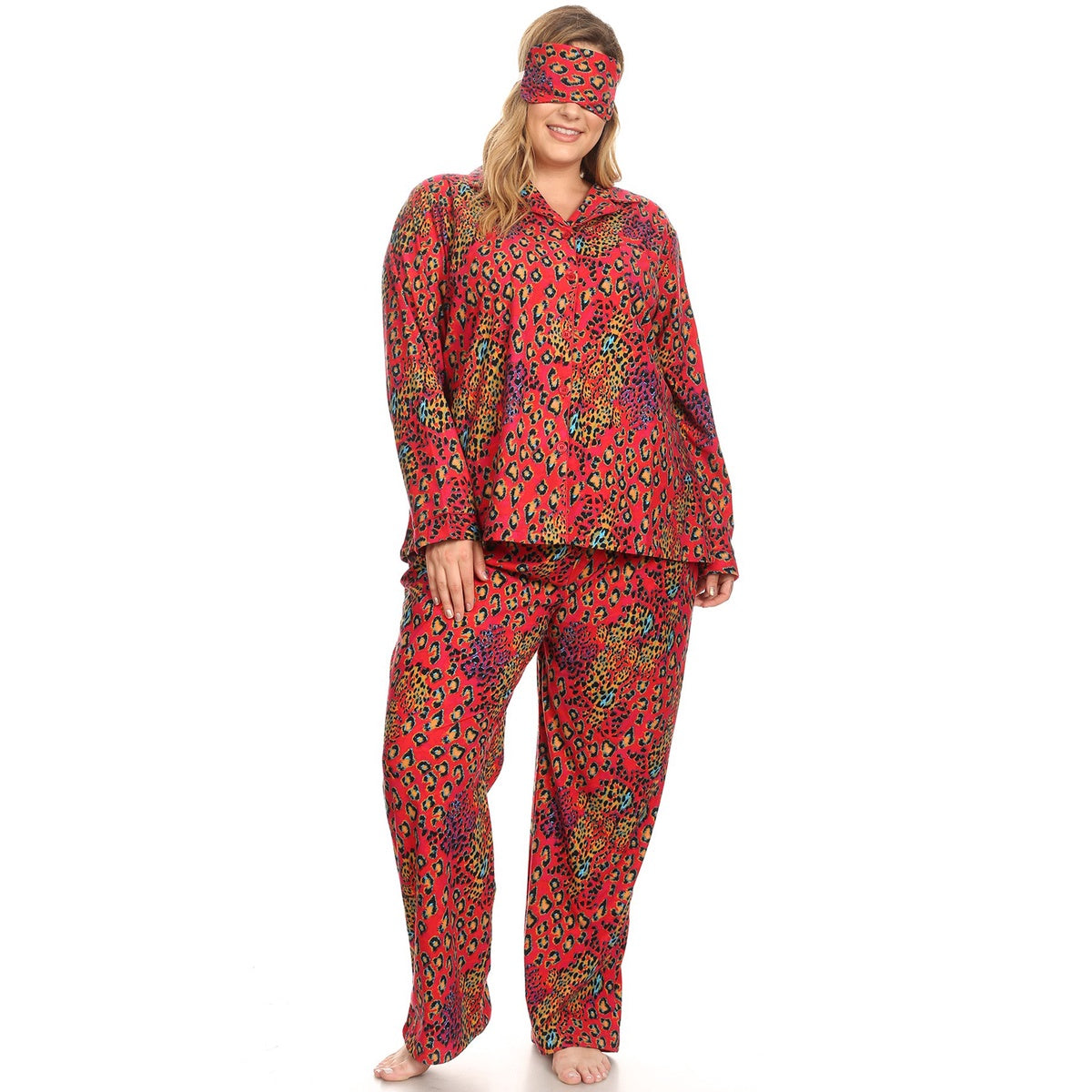  White Mark Plus Size Three-Piece Pajama Set - 1X - Bonton