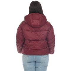 Plus Size Full Front Zip Hooded Bomber Puffer Coat