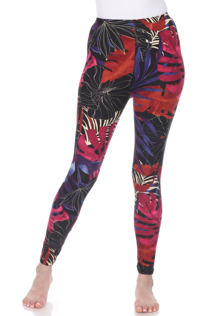  White Mark Super Soft Tropical Printed Leggings - one size - Bonton