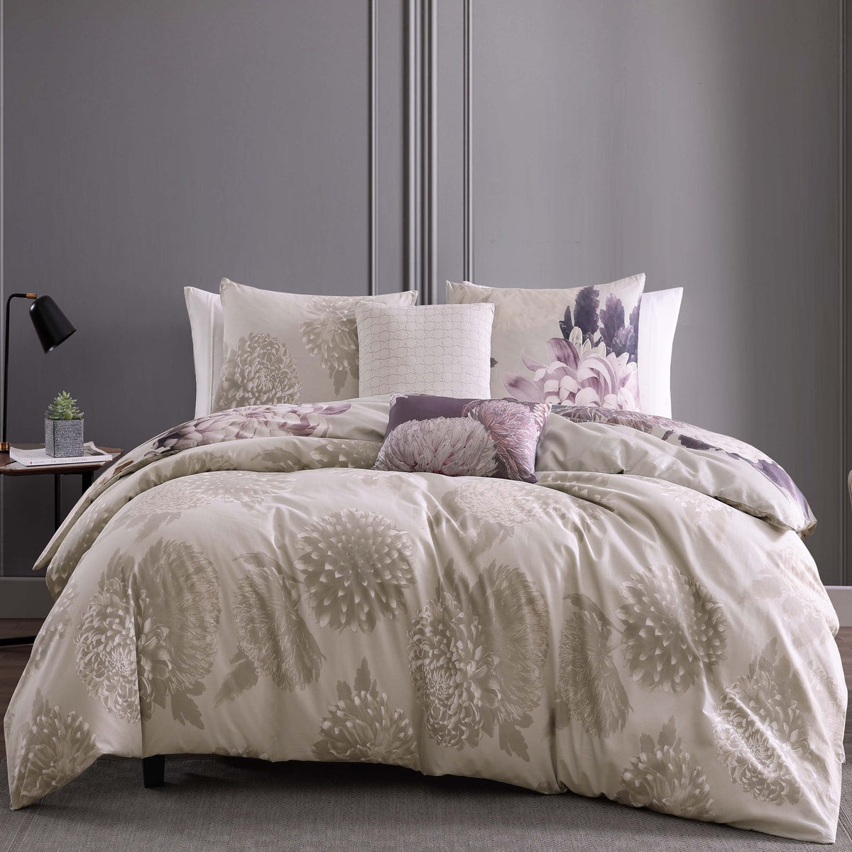  Bebejan Bebejan Dahlia Purple 5 Piece Reversible Comforter Set - QUEEN - Bonton