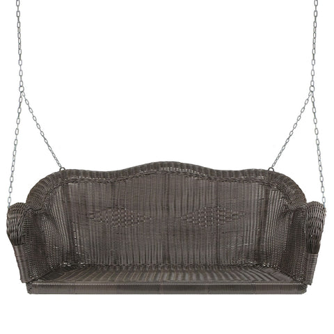 Hand Woven Resin Wicker Porch Swing With Chain - Chocolate Brown