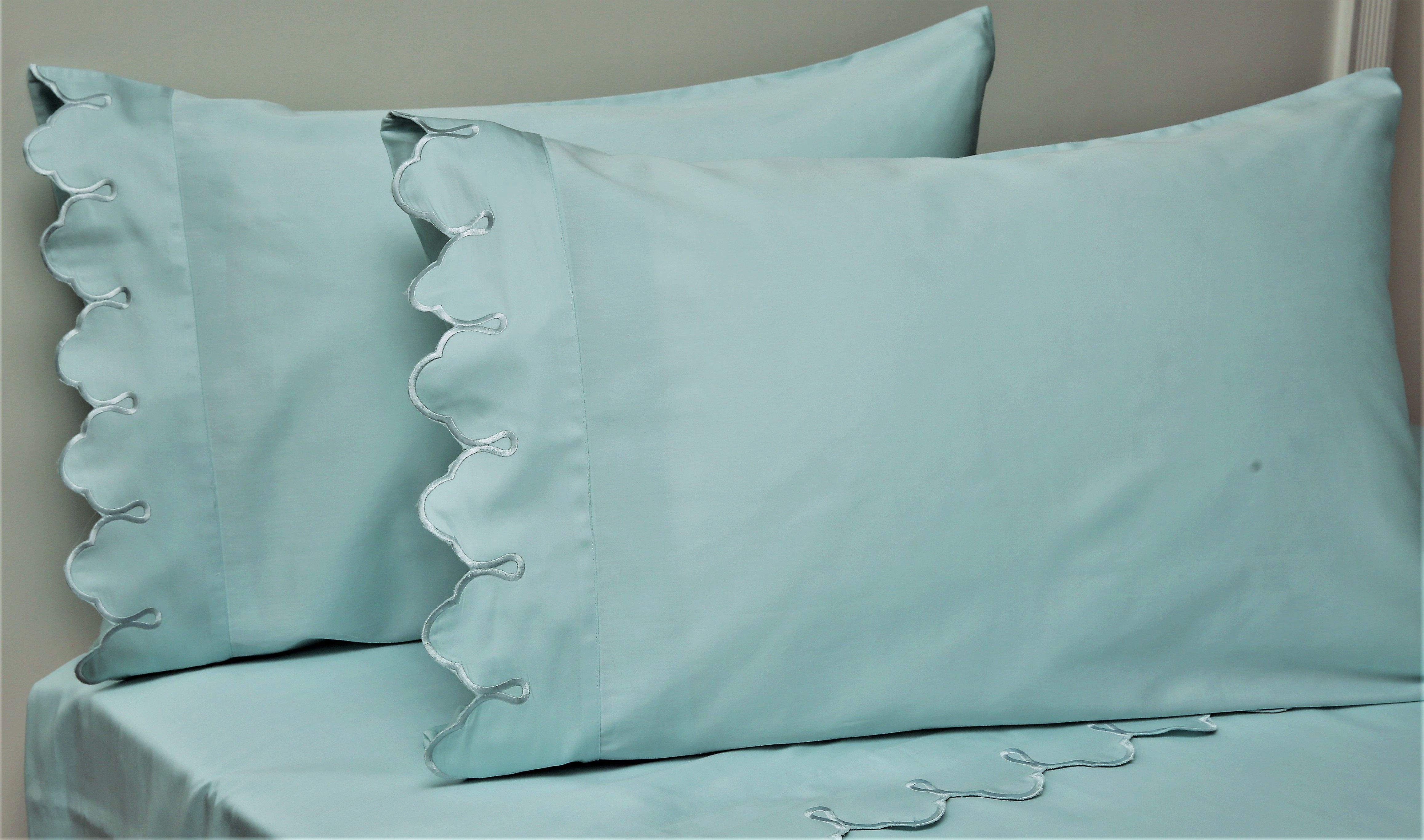  Belle Epoque Scalloped Blue Sheet Set - Blue - Bonton