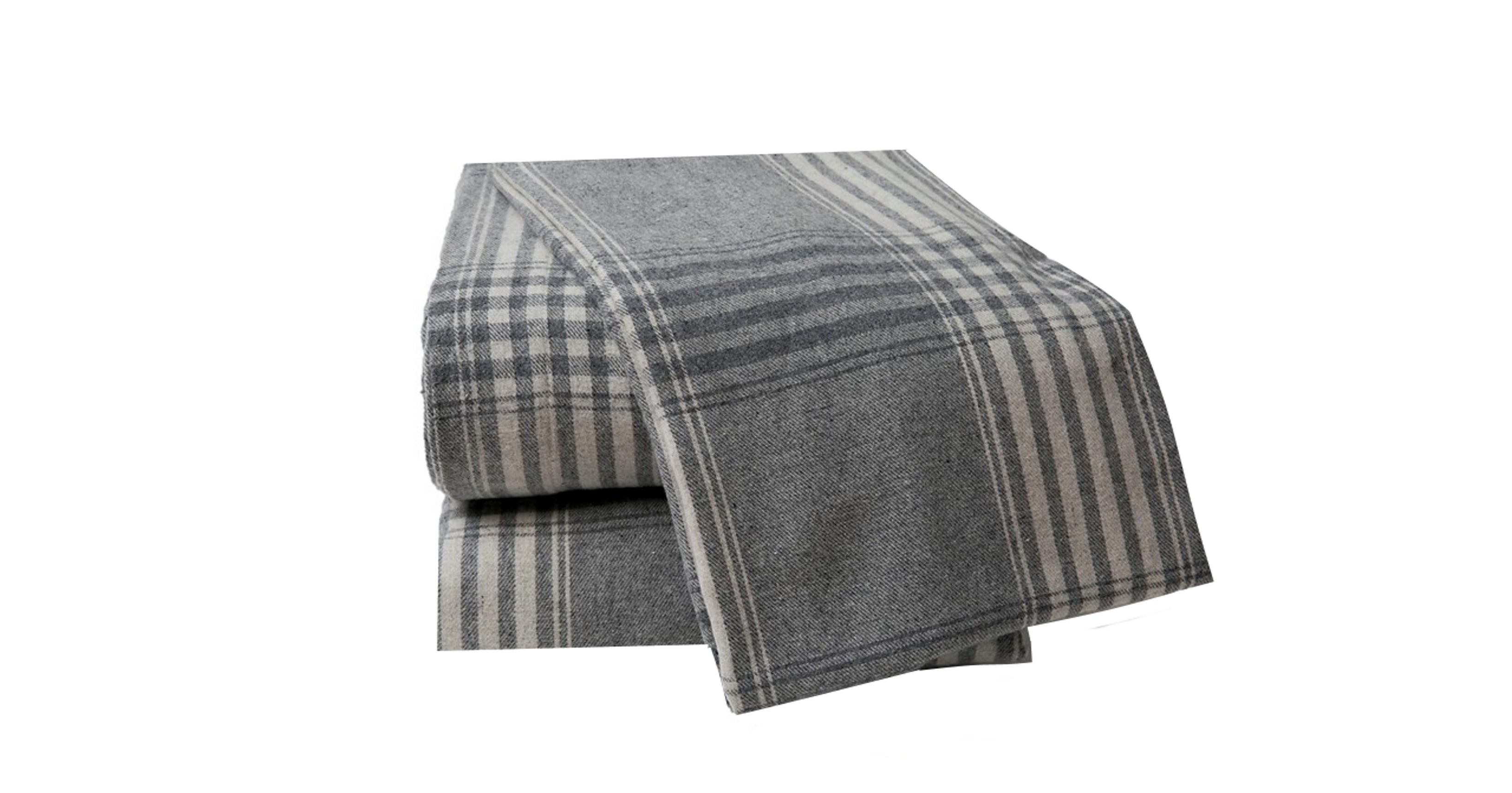  Belle Epoque German Plaid Flannel Sheet Set - Gray - Bonton