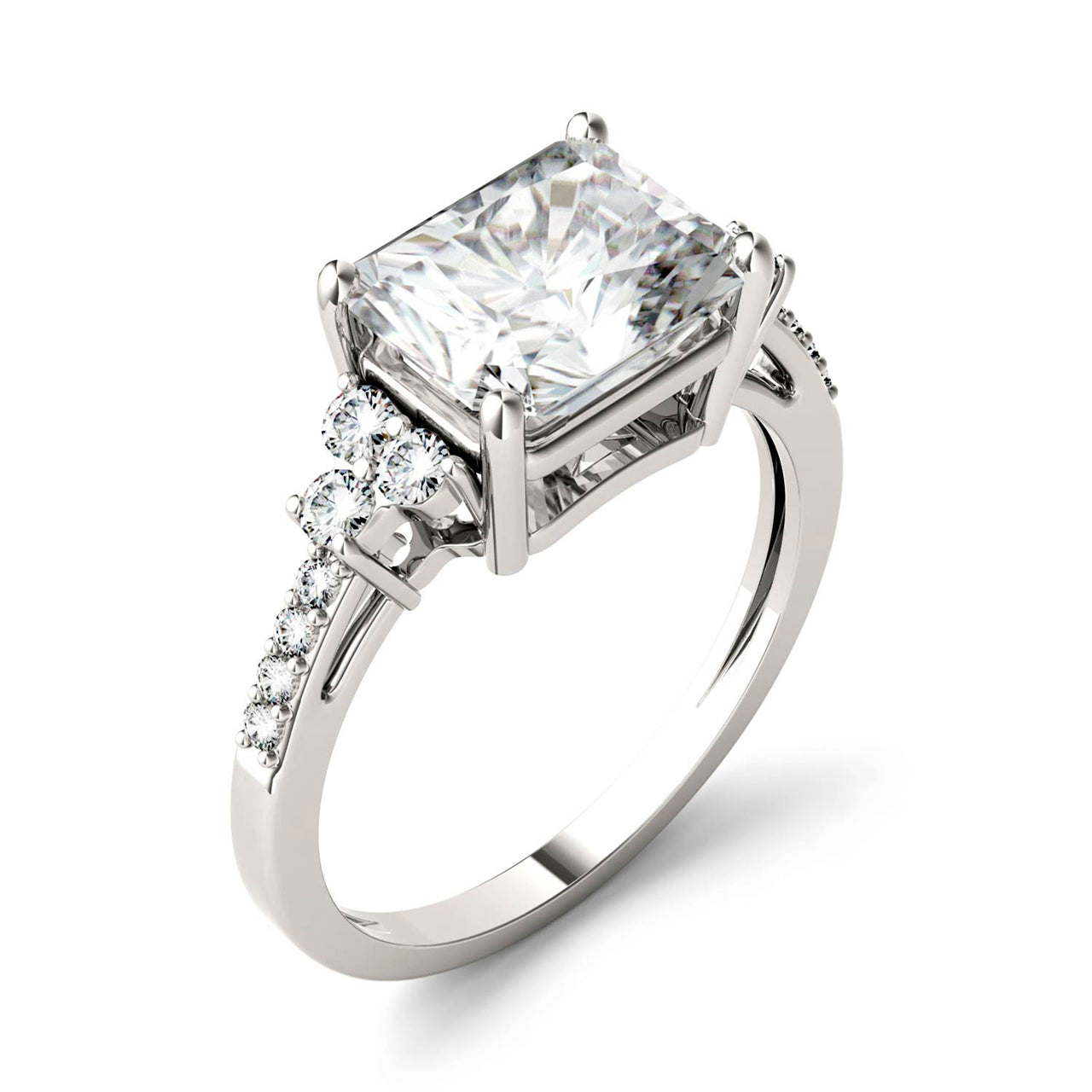  Charles & Colvard Charles & Colvard 2.90cttw Moissanite Radiant Engagement Ring - White Gold - Bonton