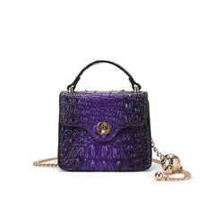 Luxe Croc-Embossed Mini Satchel With Chain Strap