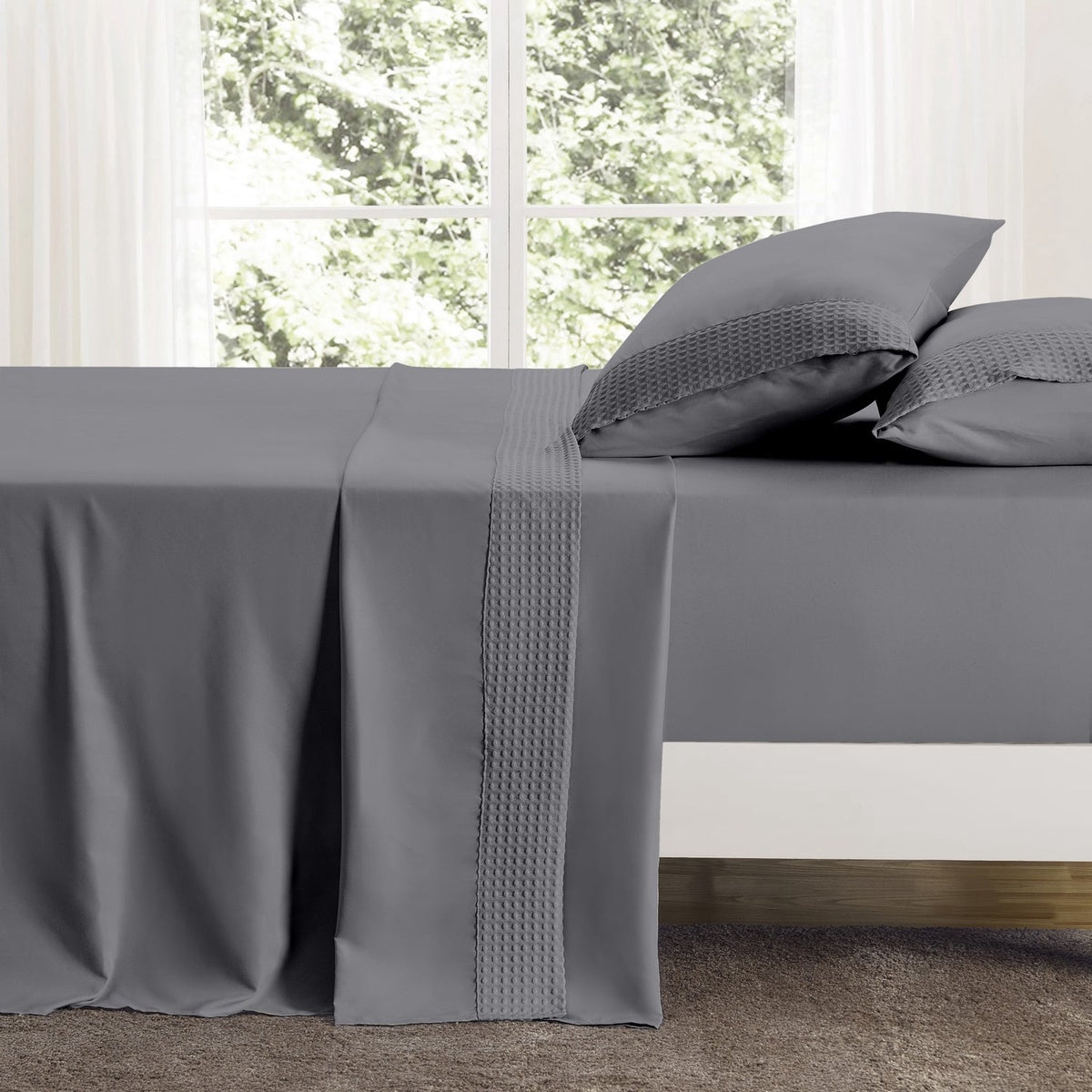  Bed Bath Fashions Kathy Ireland 4 Piece Waffle Hem Sheet Set - Twin - Bonton