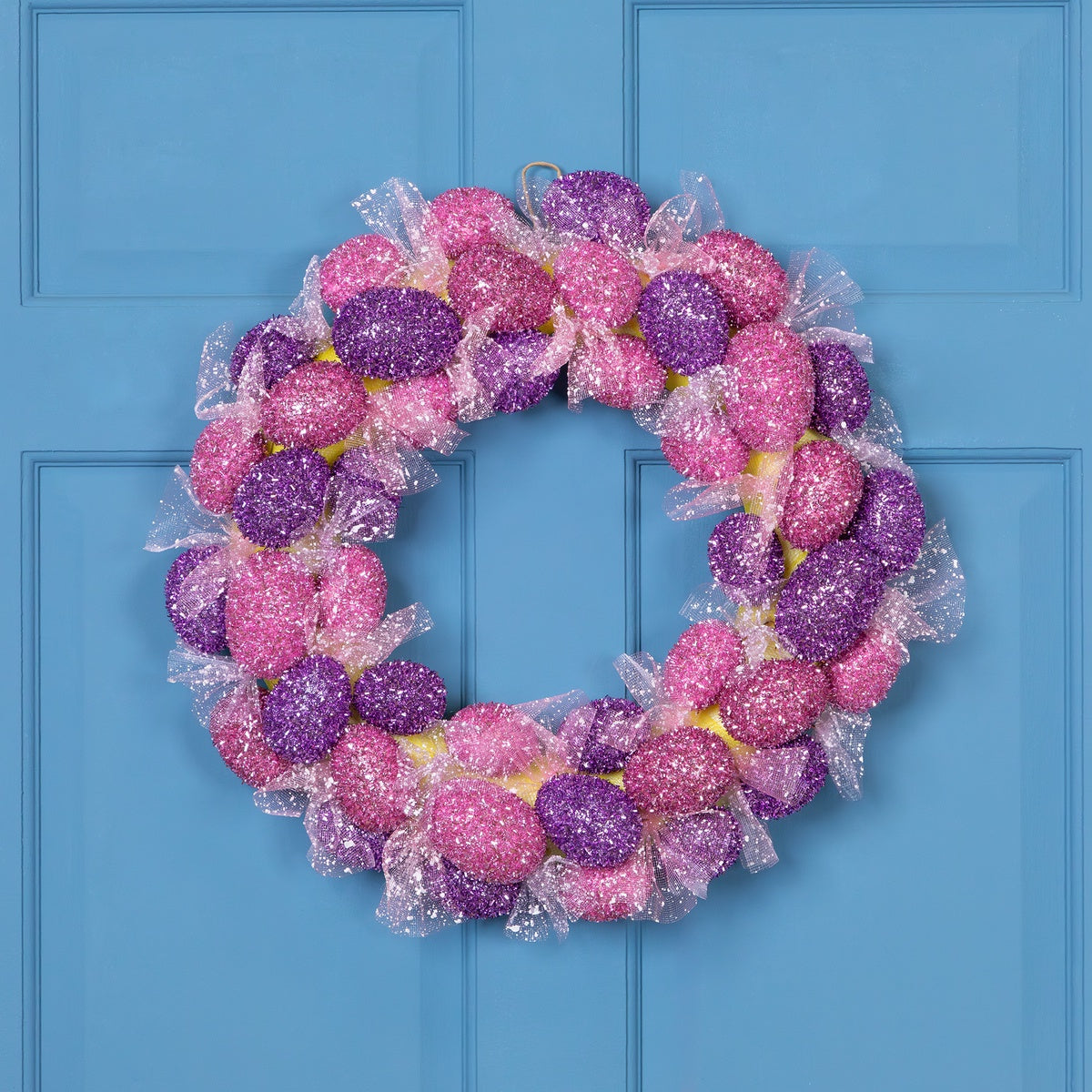  Northlight Glittered Easter Egg Wreath - 20