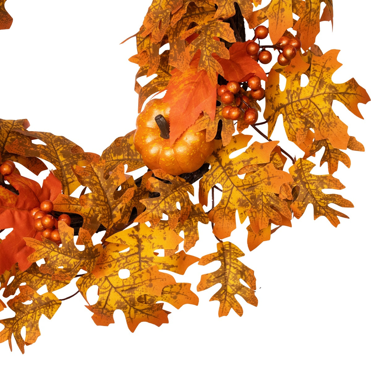  Northlight Autumn Leaves  Pumpkins and Berries Artificial Thanksgiving Wreath  22-Inch  Unlit - Default Title - Bonton