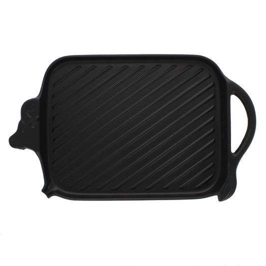 French Cow Shaped Cast Iron Griddle, 15-Inch, Black