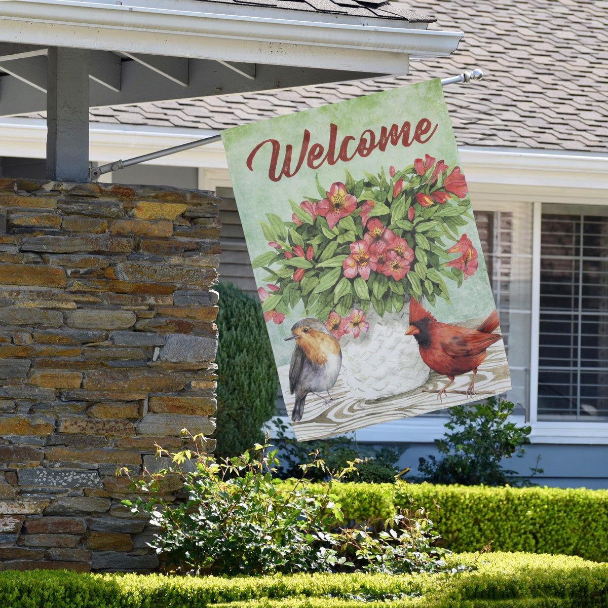  Northlight Welcome Cardinal Bird and Spring Bouquet Flag 28