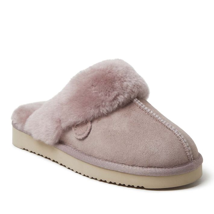  Dearfoams Fireside by Women's Sydney Shearling Fur Indoor/Outdoor Scuff Slipper - Pink - Bonton