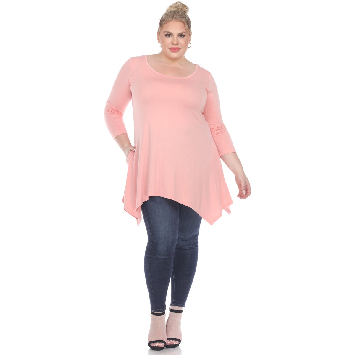  White Mark Plus Size Makayla Tunic Top - 1X - Bonton