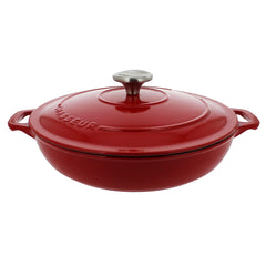 French Enameled Cast Iron Braiser With Lid, 1.8-Quart, Red