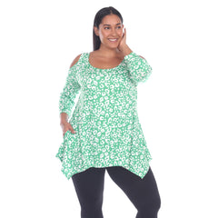 Plus Size Leopard Cold Shoulder Tunic