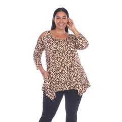 Plus Size Leopard Cold Shoulder Tunic