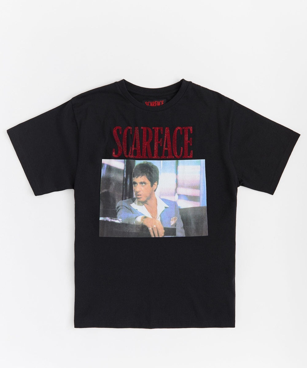  Reason Clothing Scarface Rhinestone Short Sleeve Tee - Black - BLACK - Bonton