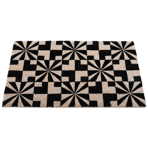 Black and Gray Abstract Rectangular Doormat 18" X 30"